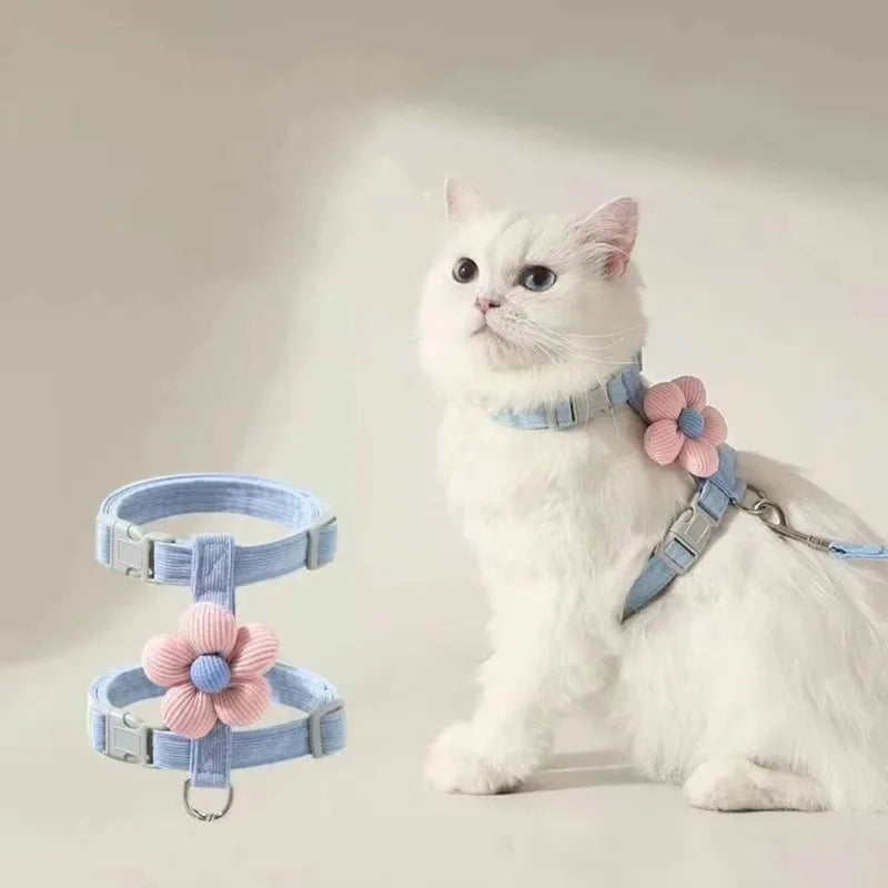 Cat Harness and Leash Sets Adjustable Dog Harness for Small Dog Leash Breashable Pet Harness Out Walking Dog Strap Cat Accessory