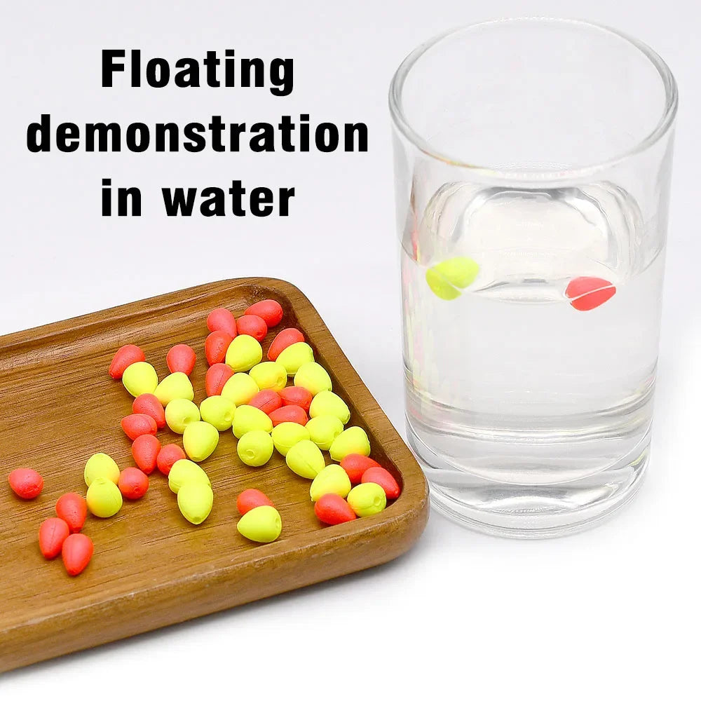 Topranc 50Pcs Floating Beads Eye-catching Beans Floating Beads Collision Ultra-light Foam EVA Fishing Accessories