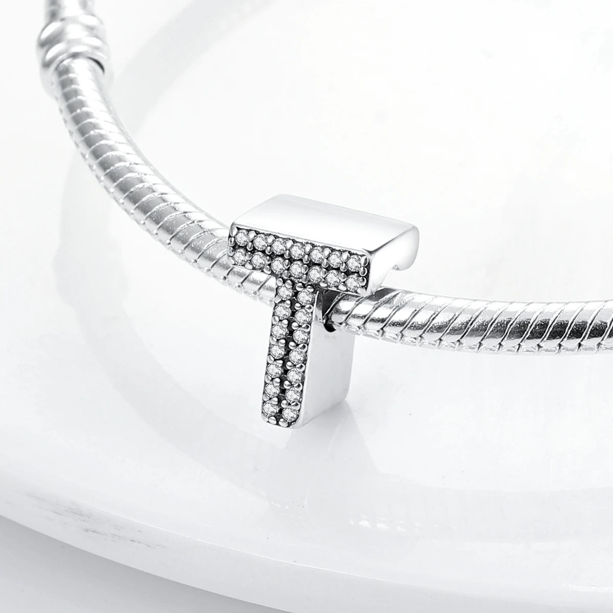 Original 925 Sterling Silver 26 Alphabet Letters Sparkling Zircon Charms Pendant Beads For Women Fine DIY Birthday Jewelry Gifts