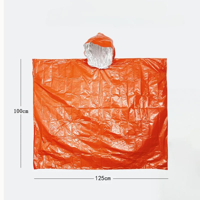 Outdoor Emergency Insulation Raincoat Multifunctional First Aid Raincoat Life Blanket Rainproof and Cold Resistant Dual-purpose