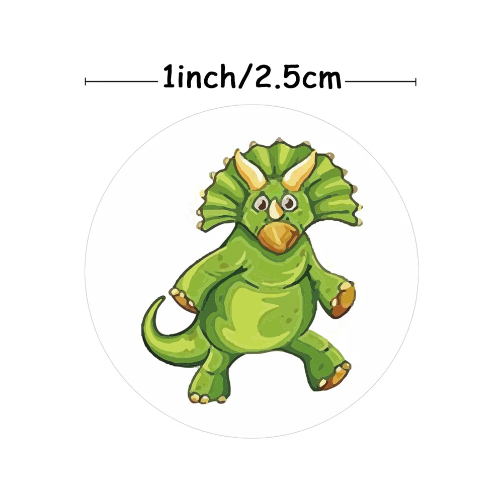 100-500pcs 1'' Round Dinosaur Stickers for Teacher Reward Stickers School Supplies Animal Incentive Roll Sticker for Home