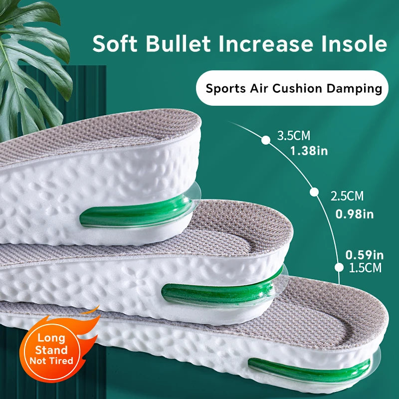1Pair Height Increase Insole for Feet Sports Air Insoles Comfort Plantar Fasciitis Shoes Inserts Shock Absorbing Shoe Pads