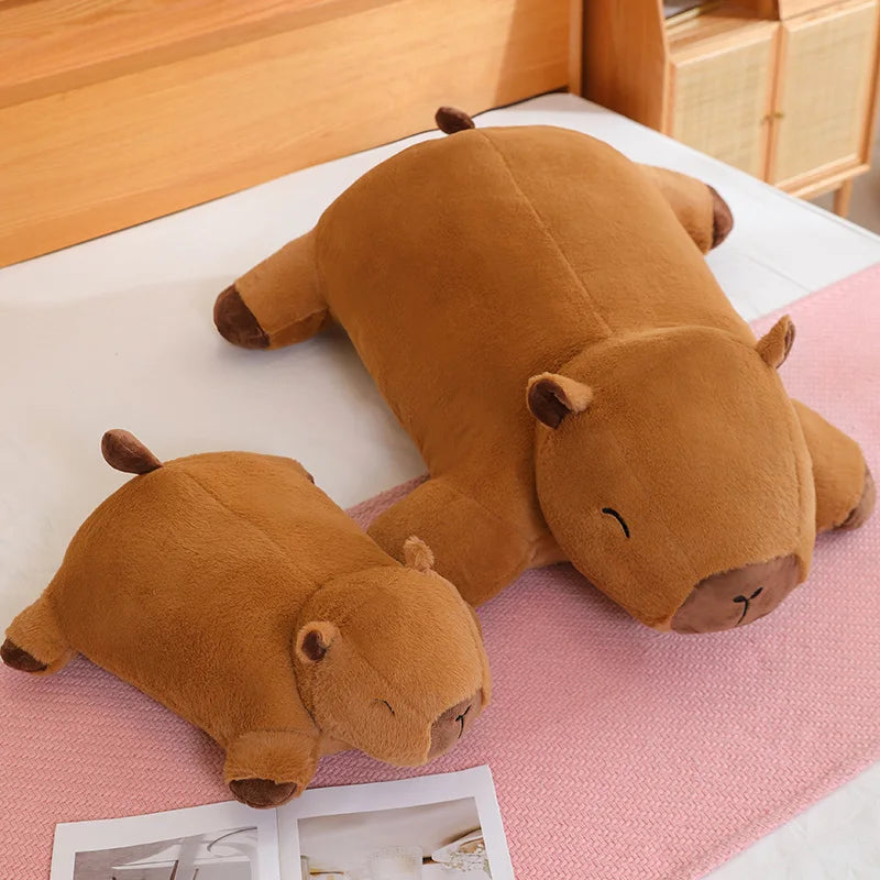 Giant Kawaii Capybara Plush Doll Floor Mat High Quality Animal Brown Capybara Plush Carpet Home Decor Gift For Boys And Girls