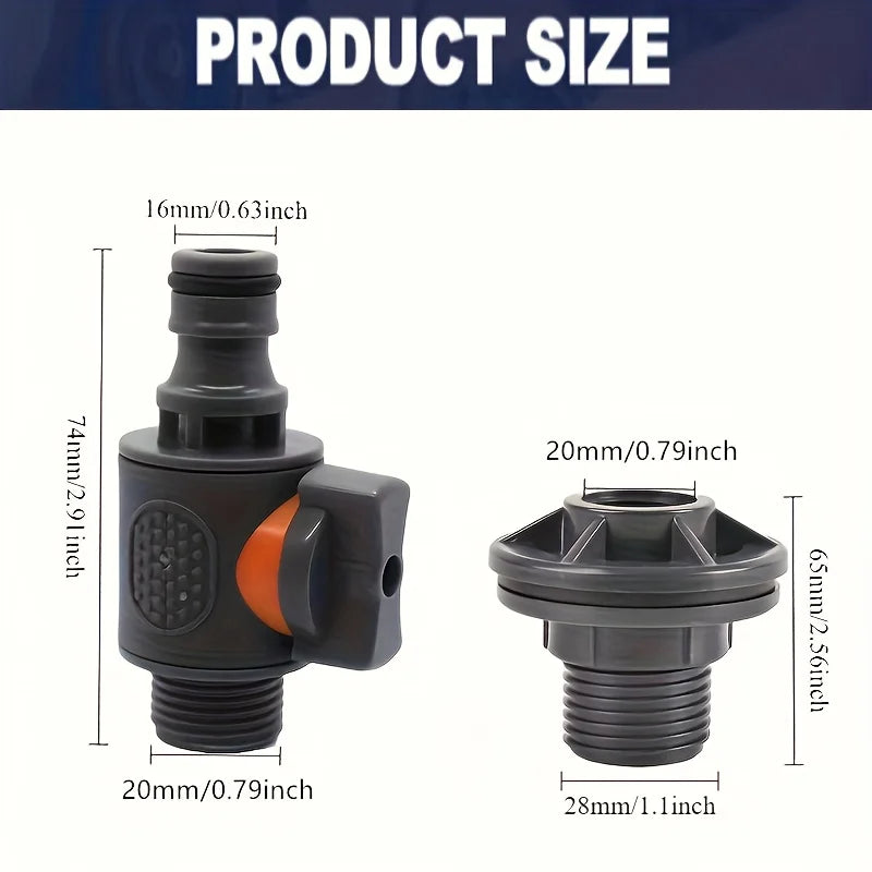 PVC/IBC Water Barrel Adapter, Durable Water Tank Adapter with Valve, Quick Installation Rainwater Collection Connector Kit