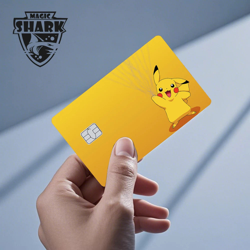 Maigc Shark Cute Pokemons Mewtwo Eevee Pikachu Gengar Sticker Film Cover for Debit Credit Card No Fade