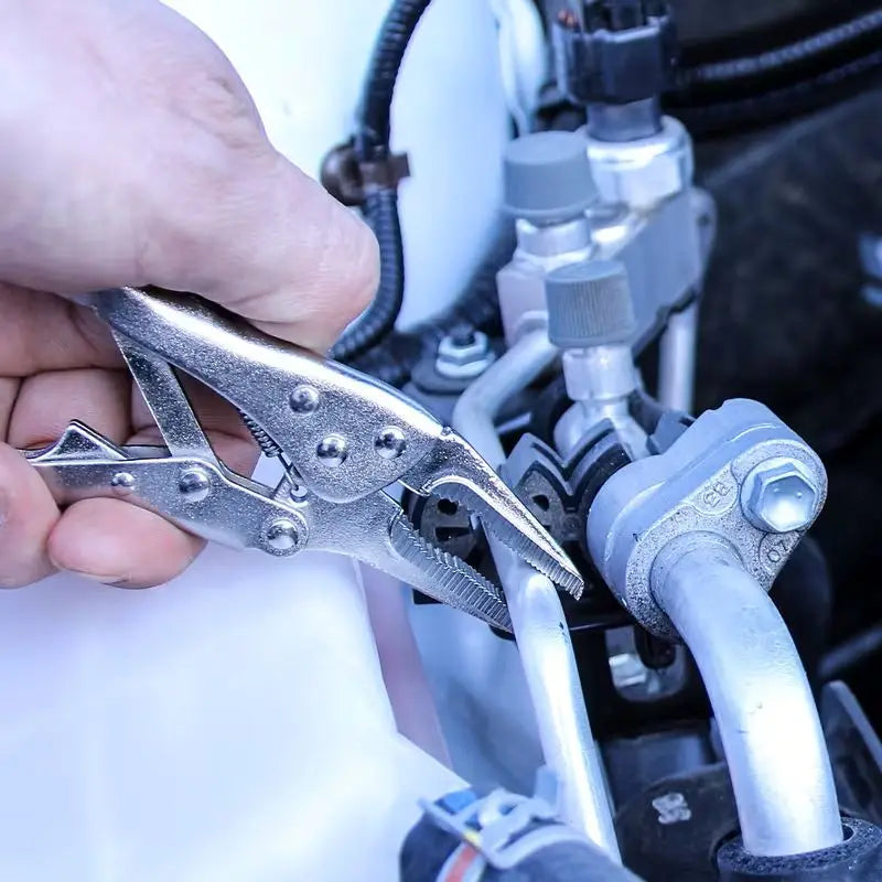 5-Inch Heavy-Duty Mini Sharp-Nose Pliers - Adjustable Height, Non-Slip Grip, Compact & Sturdy Metal Clamping Tool