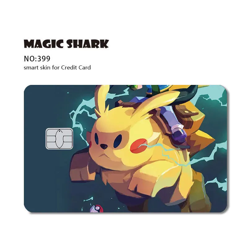 Maigc Shark Cute Pokemons Mewtwo Eevee Pikachu Gengar Sticker Film Cover for Debit Credit Card No Fade