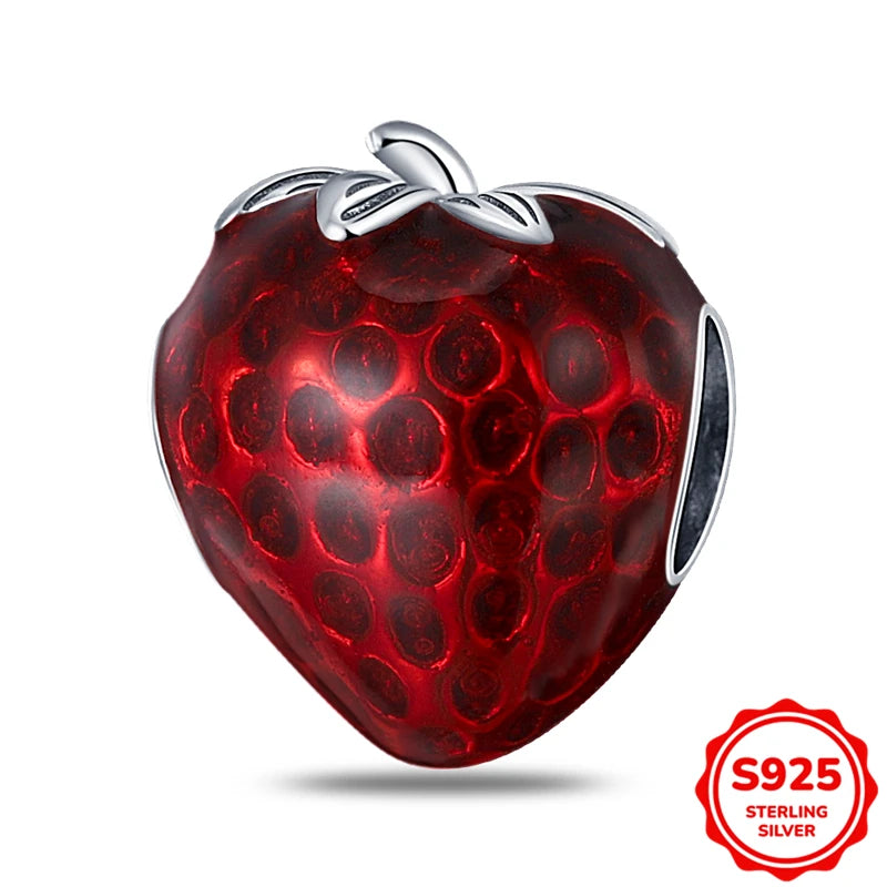 Charms Silver 925 Ladybugs and Cherry Strawberries Pendant Bead Fit 3mm Bracelet Bangle Necklace For Women Luxury Jewelry Making