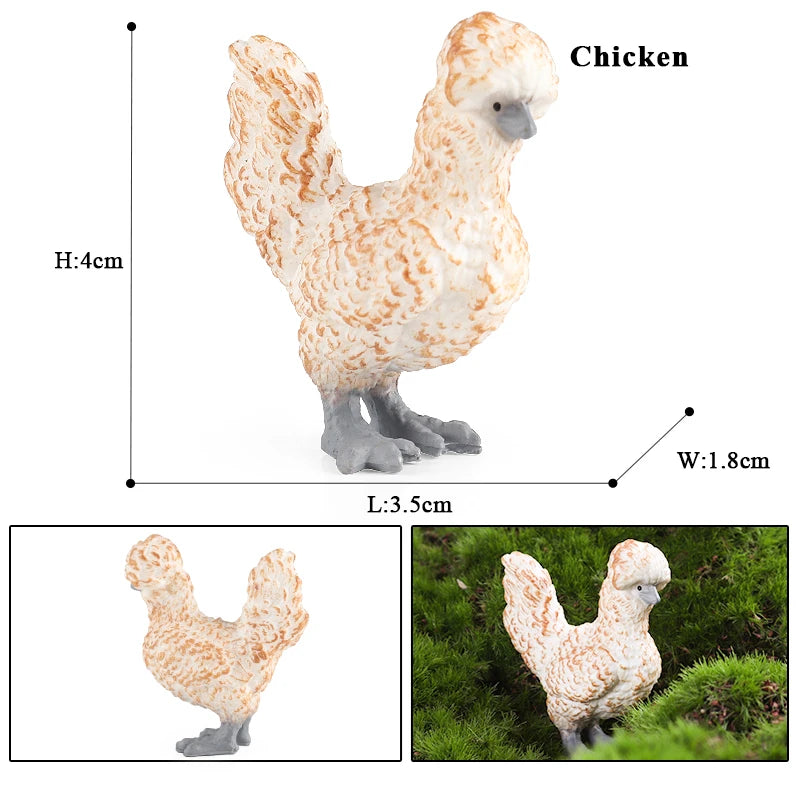 Oenux Lovely Farm Animals Hen Turkey Chook Chicken Cock Action Figure Model Figurines Poultry Miniature Educational PVC Kid Toy