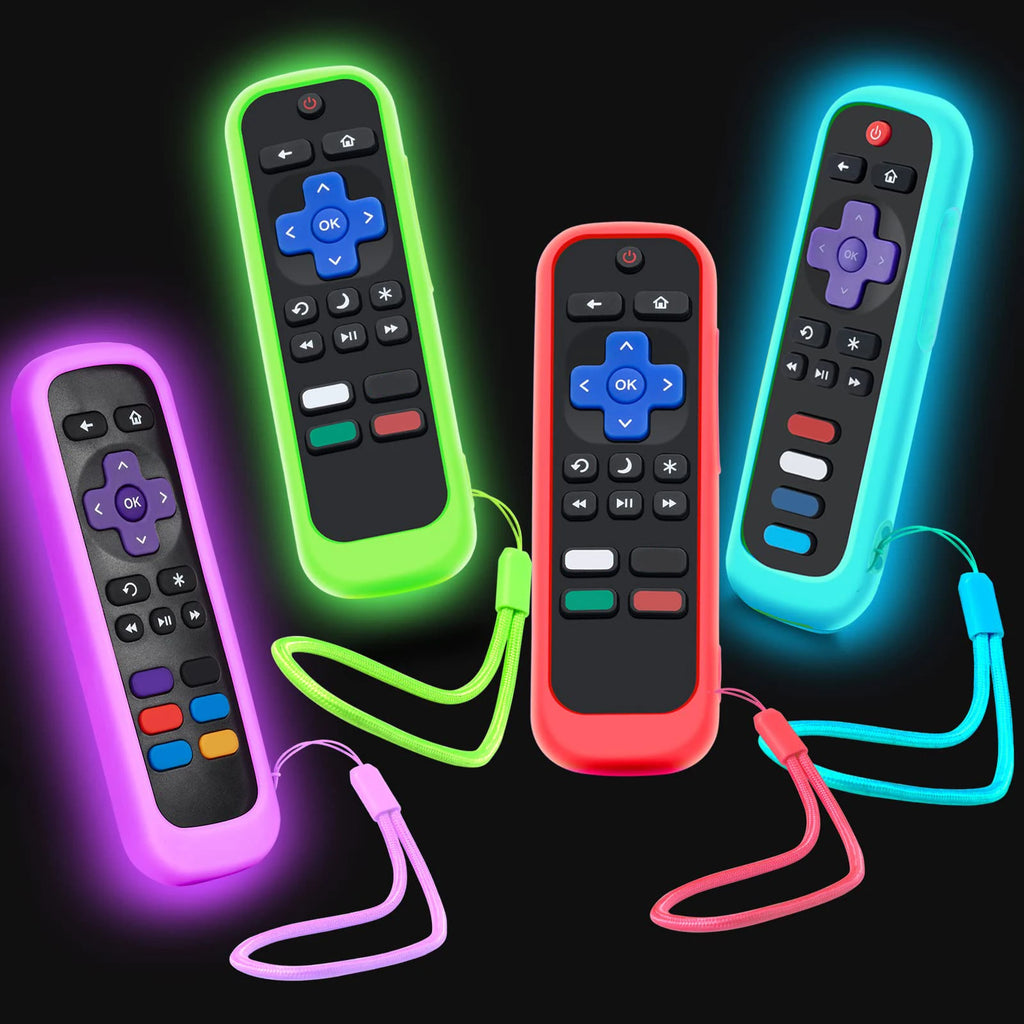 Case for Roku Remote Universal Replacement Controller Silicone Sleeve Skin Glow in The Dark(Red and Black Not Glow)