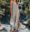 2023 AliExpress Europe and America New Jumpsuit Women's Cross border Summer Female Thread Backless Solid Color Sexy jumpsuit