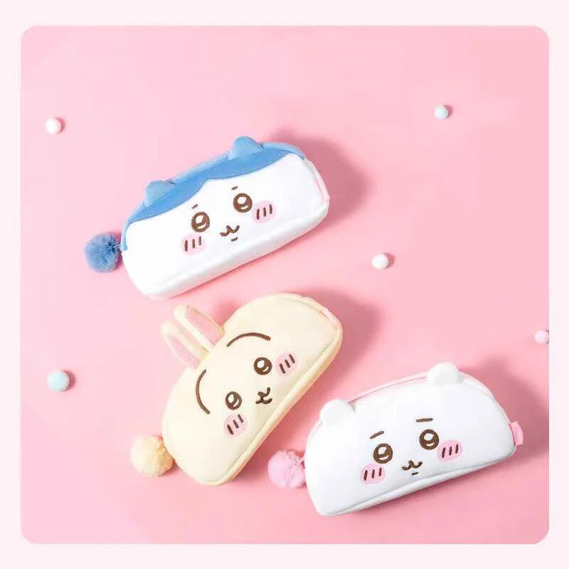 Cute Hachiware Series Plush Embroidery Pencil Case Ins Style Cartoon Usagi Large Capacity Student Storage Bag Gift