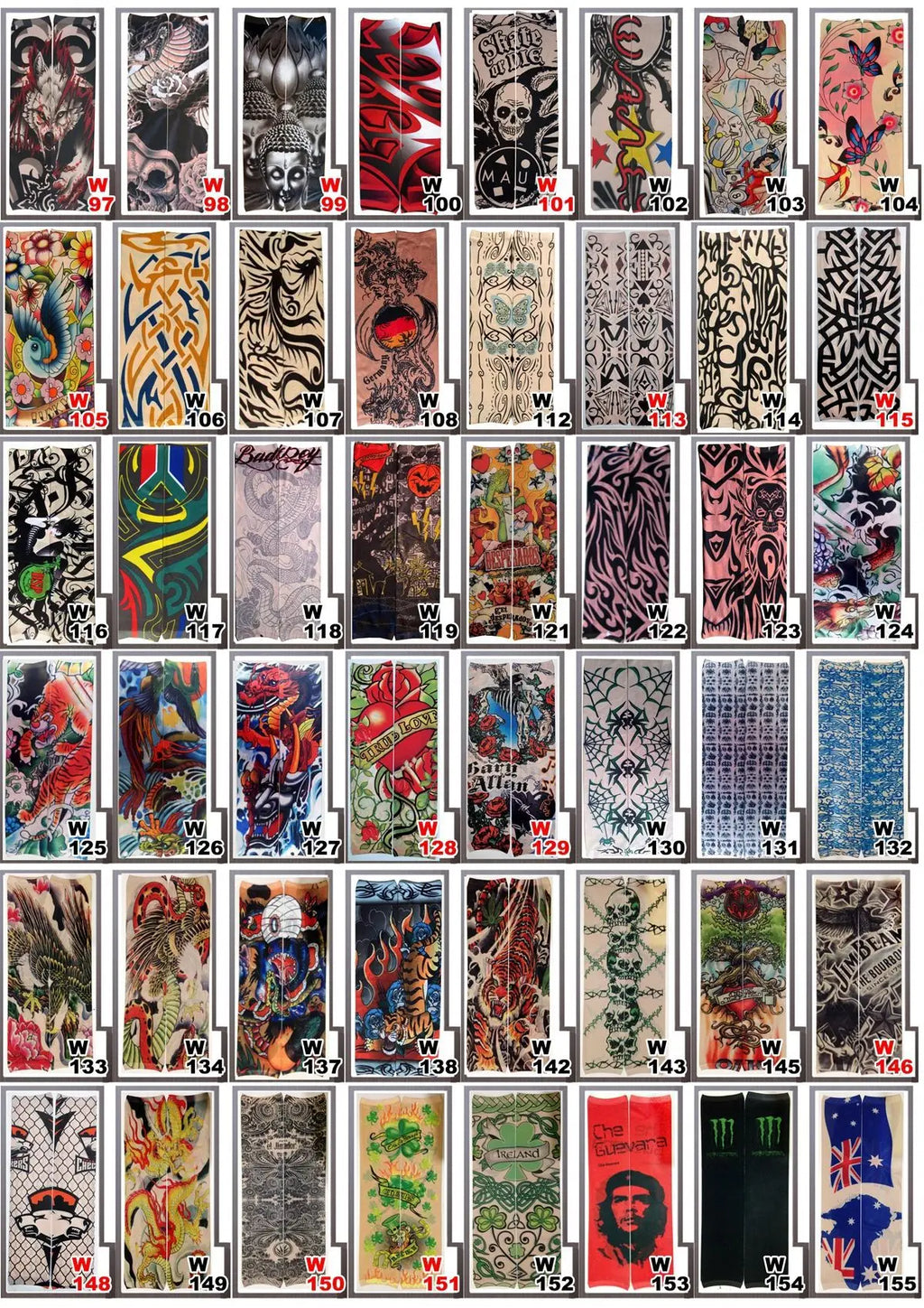 6 PCS Tattoo Sleeves Unisex Summer Cycling Sun Protection Arm Covers Beach Driving Fishing Breathable Nightclub Elastic Sleeves