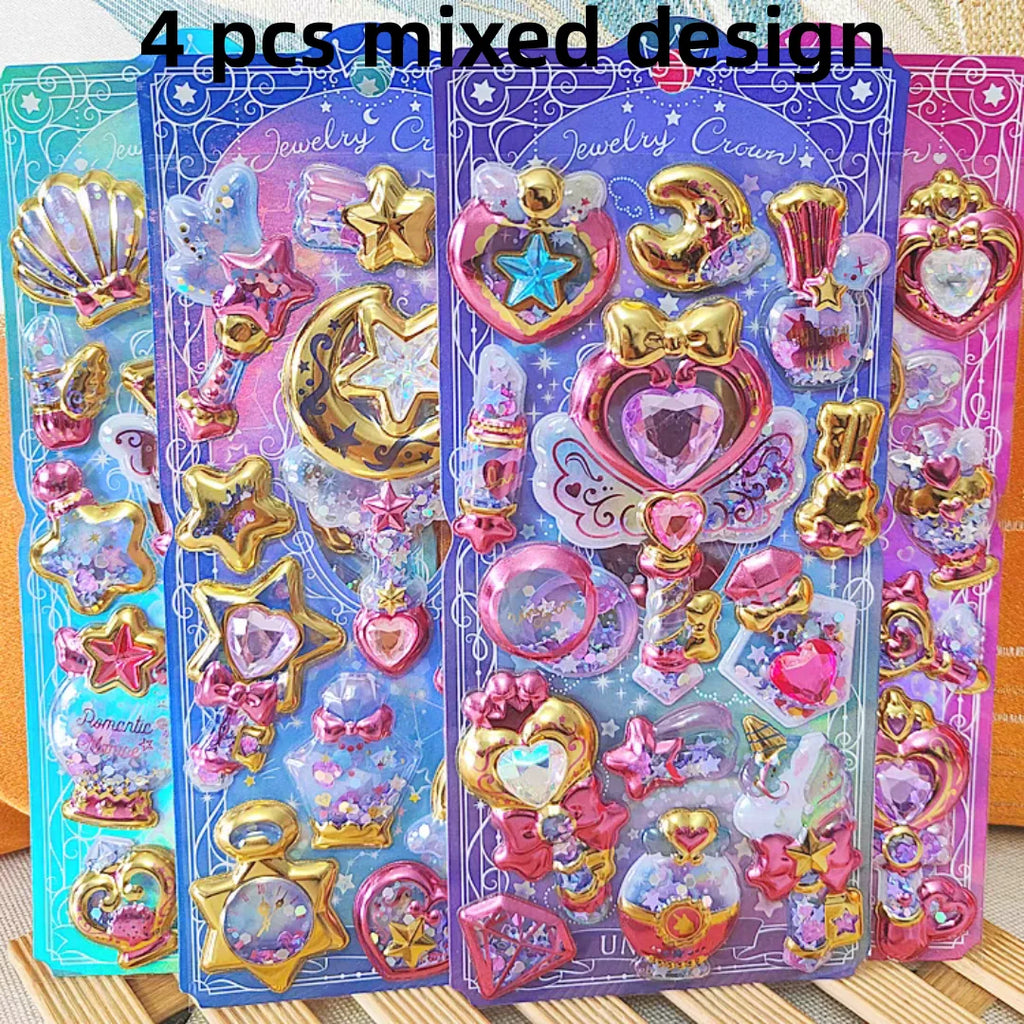 Kawaii Capsule Sparkling 3D Stickers Scrapbooking Diy Journal Stationery Sticker Cute Deco Art School Supplies