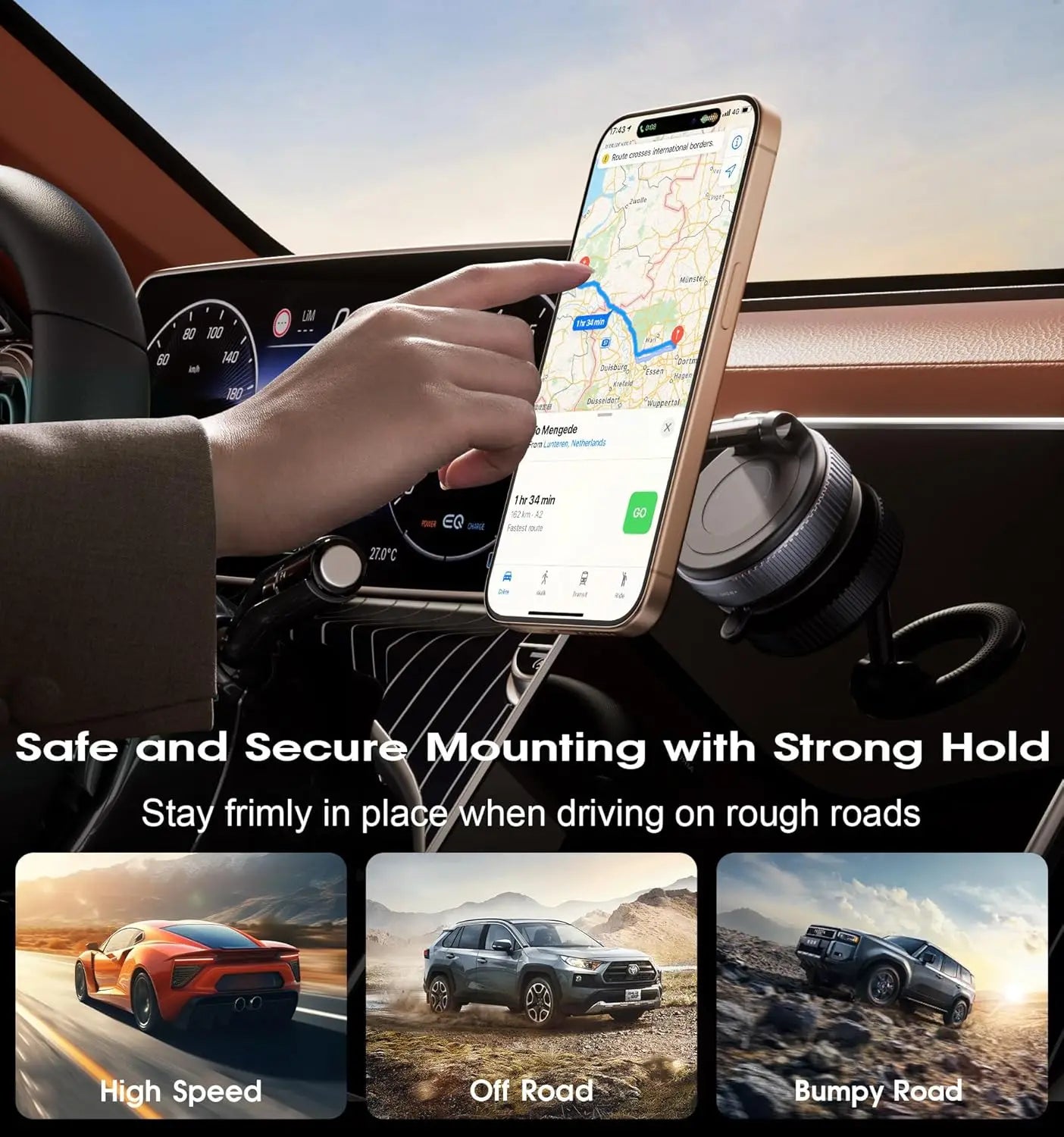 360° Rotating Vacuum Magnetic Car Phone Holder New Model Dashboard Glass Mount Multi-Scenario Automotive Navigation Stand