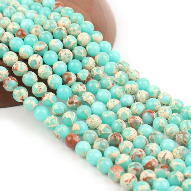 6 8 10mm Natural Stone Green Snakeskin Jaspers Bead ShouShan Stone Round Loose Beads For Jewelry Making DIY Bracelet Accessories