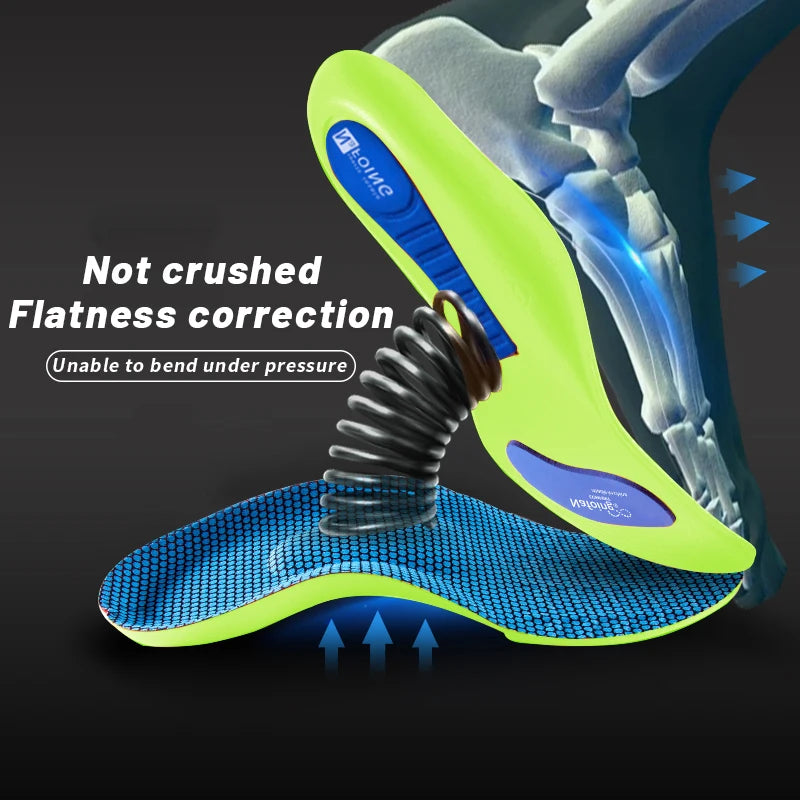 Green Orthopedic Insoles for Sport Shock-absorbing Insole for Shoes Arch Support Plantar Fasciitis Templates Pads Men Women Sole