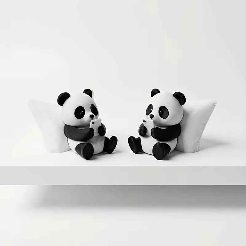 Panda Sculpture Ornament, Desktop Office Decoration, Car Decor, Creative Animal Model, Collectible Figurines, Car Ornament