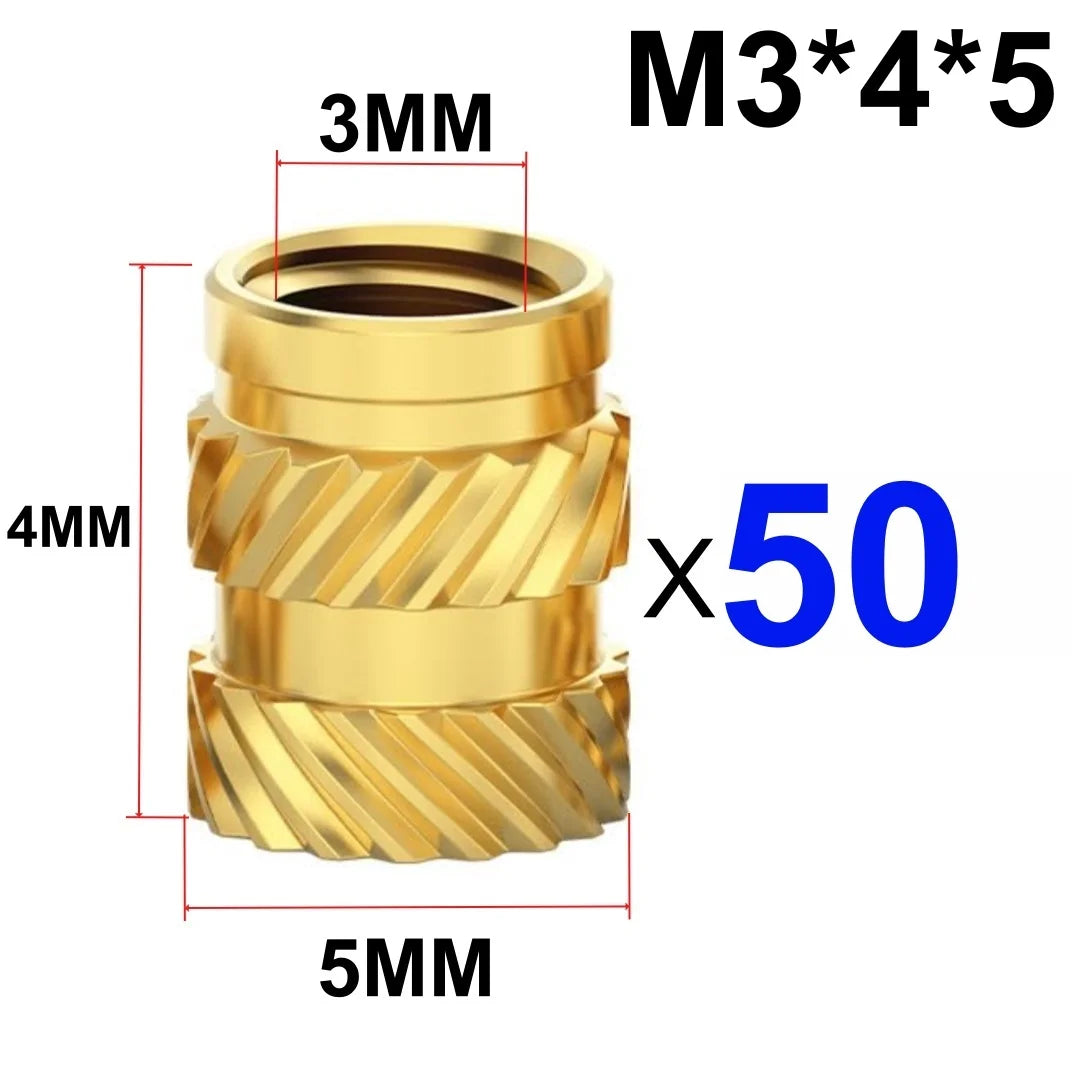 Heat Embedment Inserting Nuts M3 M4 M5 Threaded Knurled Brass Hot Melt Screw Nut For 3D Printer Voron 2.4 And Others