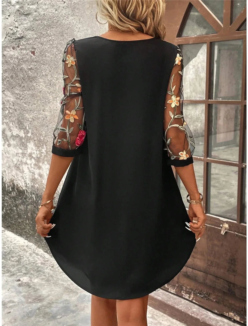 Luxury Dress Women's Perspective Mid Sleeve Printed Round Neck Mini Skirt Summer New Year Party Dress