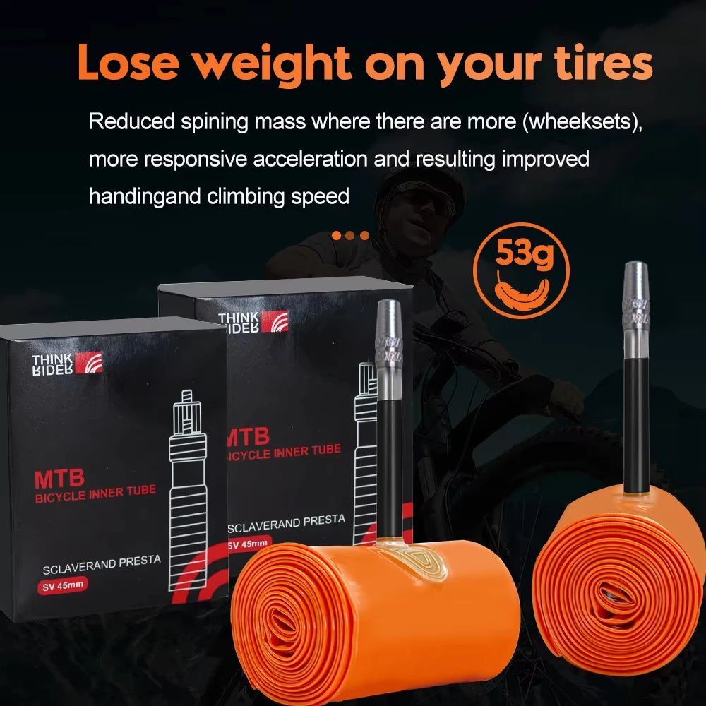ThinkRider 1PSC Ultralight Bike Inner Tube 26 27.5 29 Inches MTB Bicycle TPU Material Tire 45mm French Valve Super Light