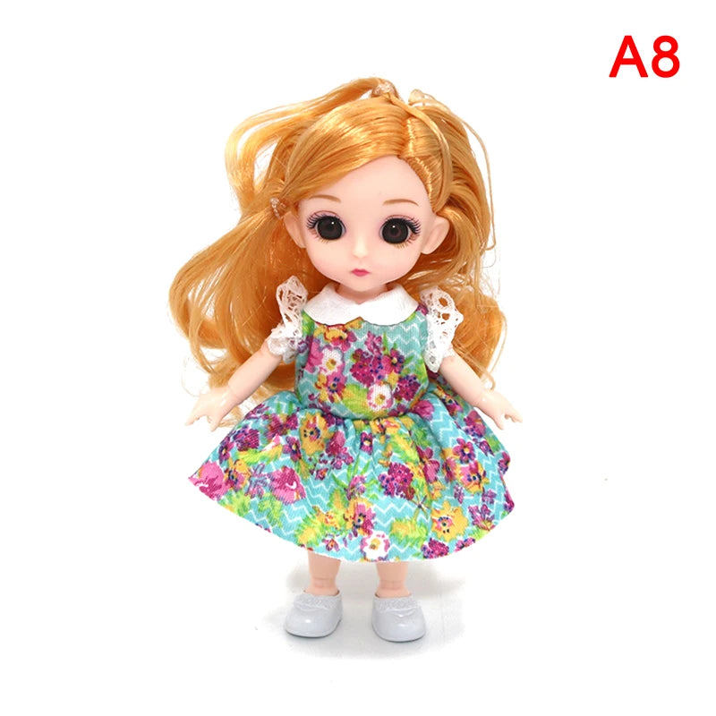 BJD 16CM Doll 13 Movable Joints Casual Fashion Princess Clothes Suit Accessories Nude Decoration Multicolor Hair Girl Gift Toy