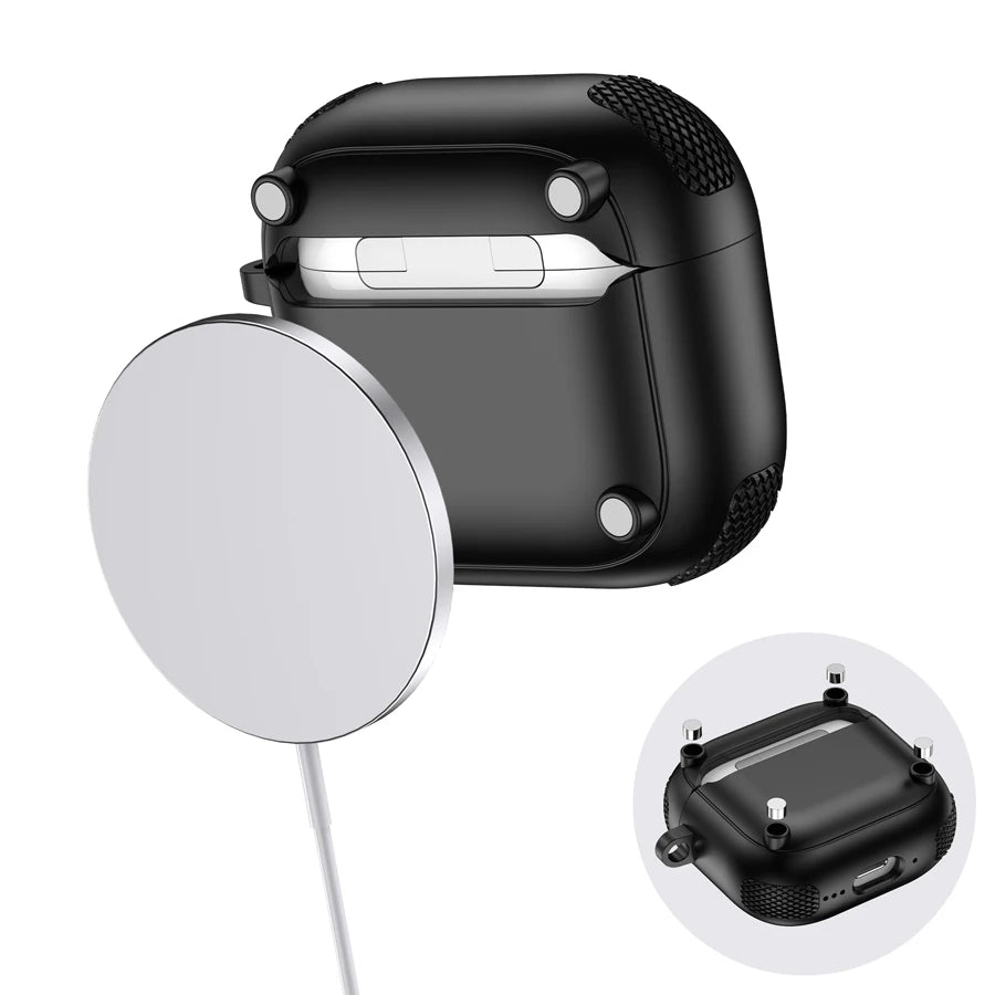 Armor locking clasp Earphone Cover For AirPods 4 3 2 Pro 3 With Plated Purple Strips With Magnetic Attraction Protective Case