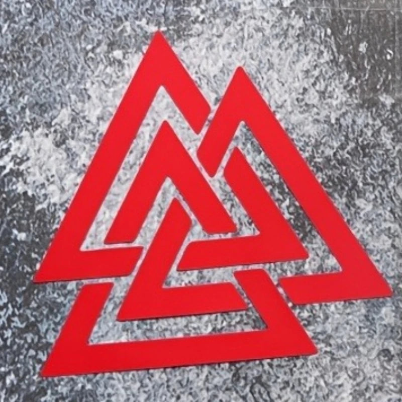 1PC Interlocking Triangle Vinyl Sticker - Black/Red/White Waterproof Self-Adhesive for Car, Laptop, Phone & DIY Decor