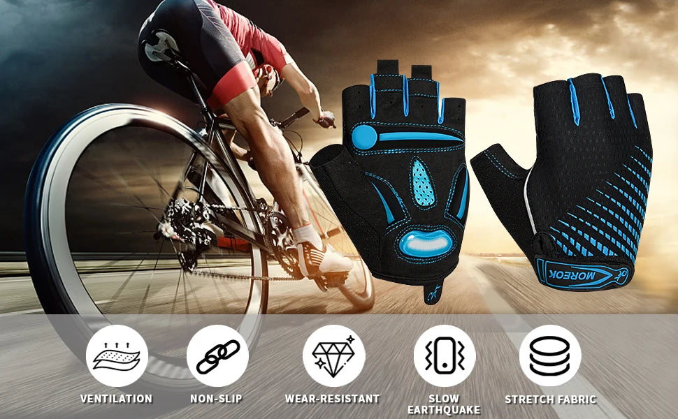 MOREOK Cycling Gloves,Breathable Bicycle Gloves,5MM Gel Pads Non-Slip Mountain Bike Gloves MTB Road Biking Gloves for Men Women