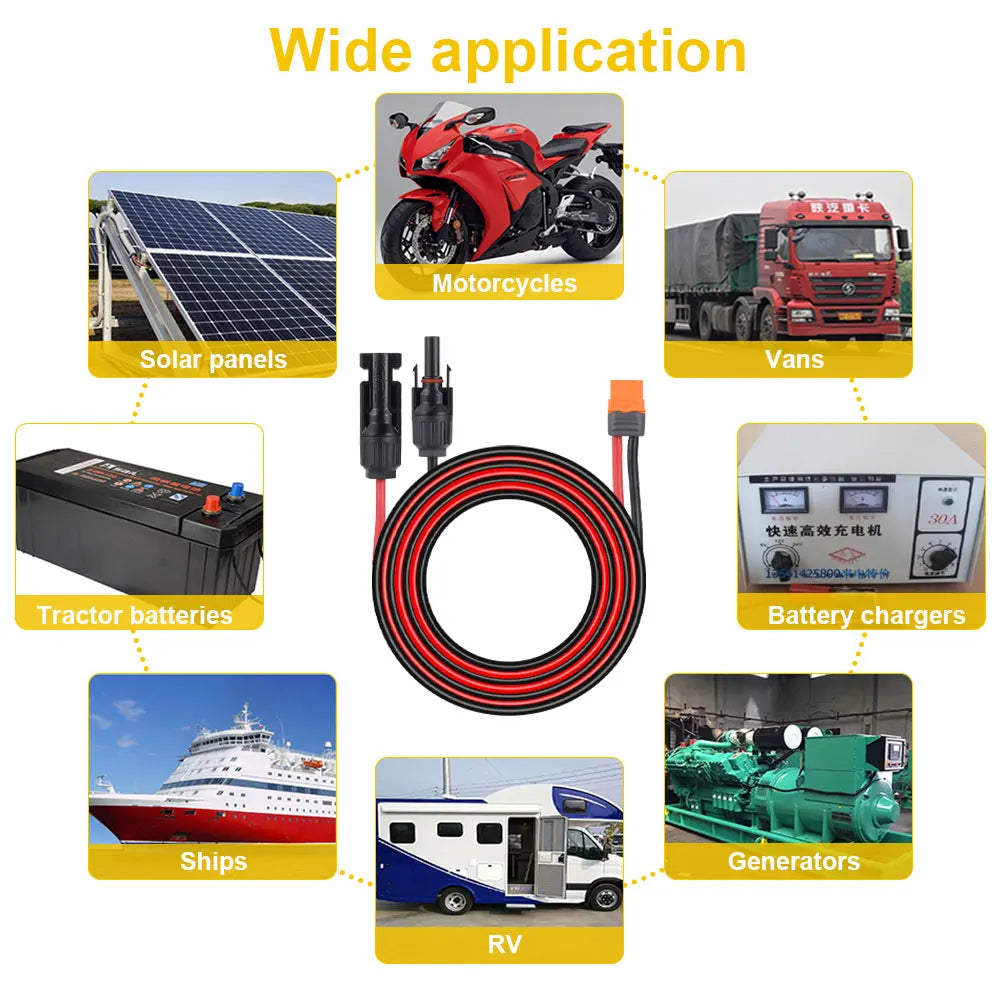 1/2/3M Solar Connector to XT60I- F Adapter 12AWG CableConnect Solar Panel Charge Cable for Solar Generator Portable Power Statio