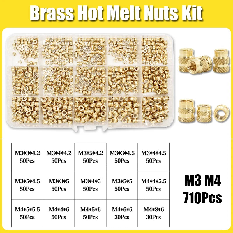 Hot Melt Brass Heat Insert Nut Iron Tip M2 M2.5 M3 M4 M5 M6 Embedded Heating Knurled Brass Inserts Nuts 3D Printer Case Notebook
