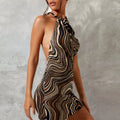 cross-border explosive summer plaid slim comfortable halter dress women's Europe and the United States hot sales