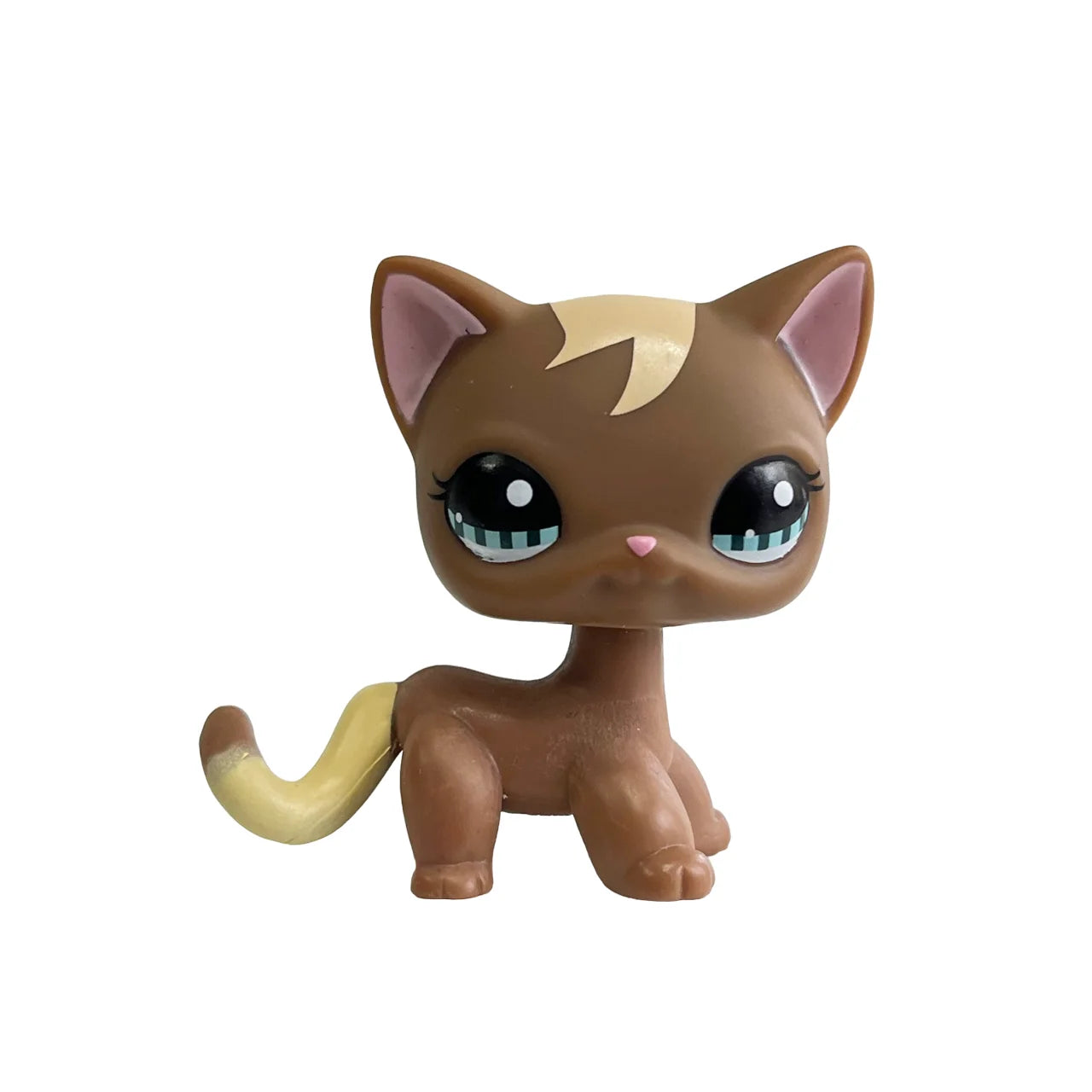 Rare pet Bobble head toy Stands Short Hair Kitten with Mouse and necklace Old Animal Collection toy lps