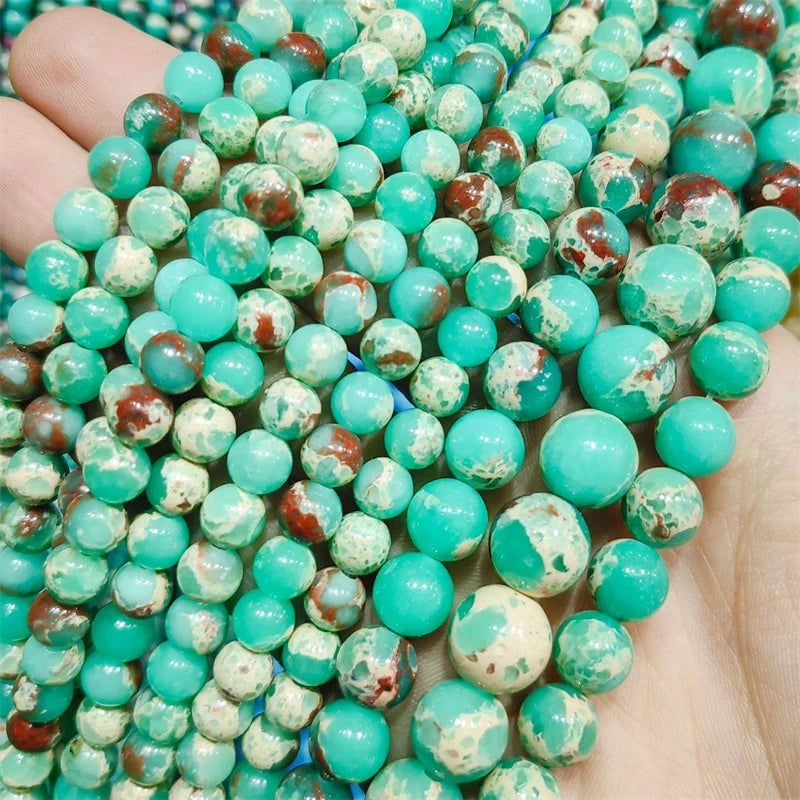 6 8 10mm Natural Stone Green Snakeskin Jaspers Bead ShouShan Stone Round Loose Beads For Jewelry Making DIY Bracelet Accessories