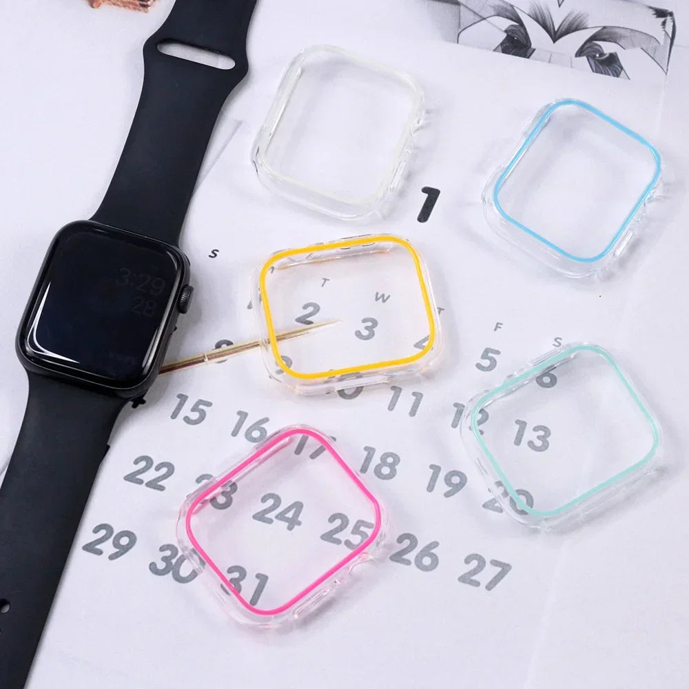 Luminous Cover for Apple Watch Case Ultra 49mm 45mm 44mm 41mm 40mm Hard PC Bumper Protective Frame iWatch 8 7 6 5 SE Accessorie