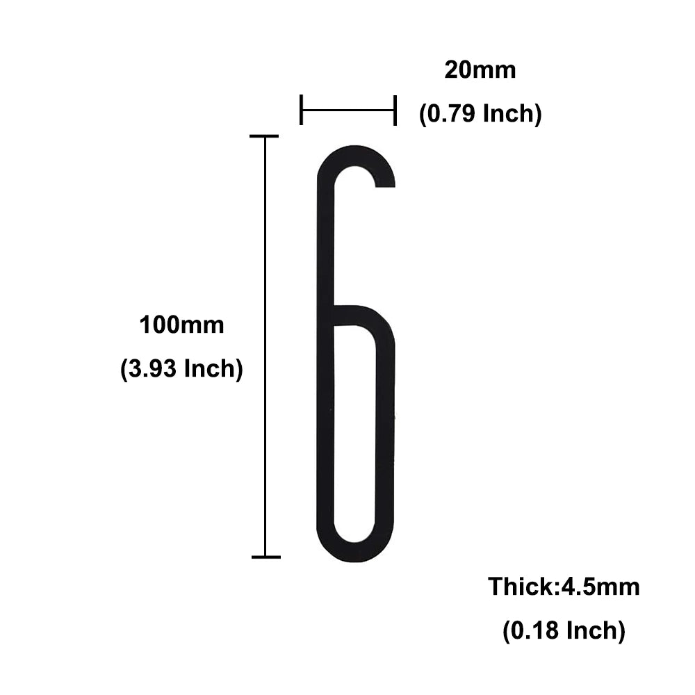 4 Inch 100mm Self Adhesive Big Modern Door Number for Exterior House Apartment Plaque Mailbox Address Digits Sticker Sign Black