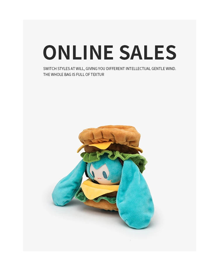 Hatsune Miku Kawaii Q Version Figure Doll Cute Hamburg Doll Clothes Anime Peripheral Bag Pendant Toy Soft Ornament Toys Gifts