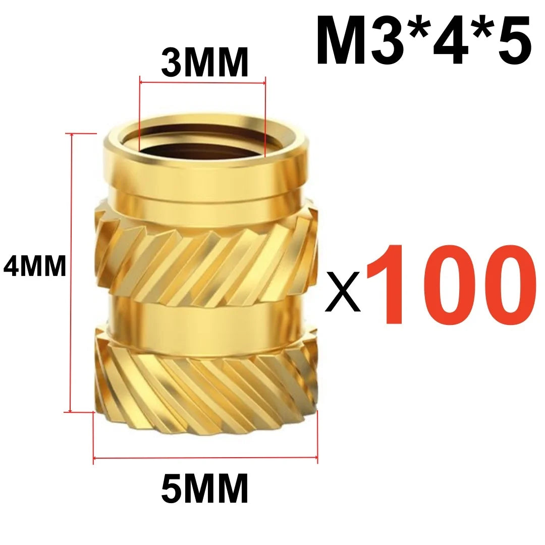 Heat Embedment Inserting Nuts M3 M4 M5 Threaded Knurled Brass Hot Melt Screw Nut For 3D Printer Voron 2.4 And Others