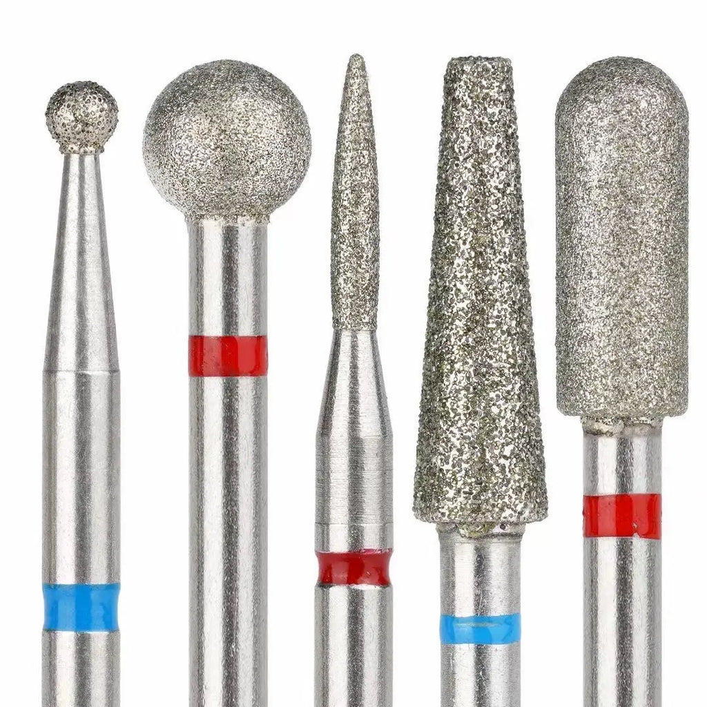 5PCS Diamond Nail Drill Bit Set of Milling Cutters for Manicure Diamond Bit Cuticle Remove Nail Bits for Electric Drill Machine