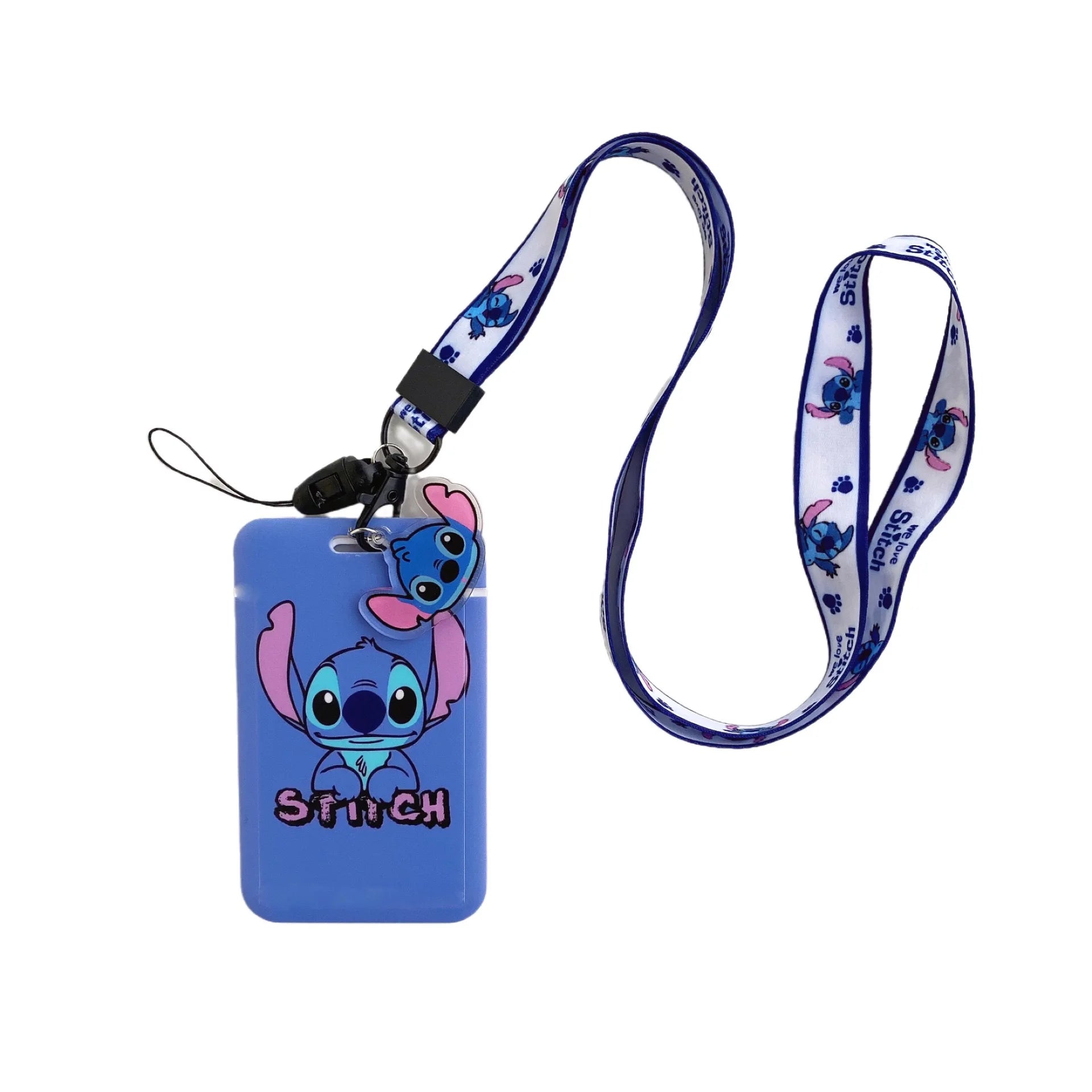 Disney Stitch ID Badge Holder Lanyards Pendant Lovely Girls Lilo Door Card Holders Neck Strap Keychain Women Credential Gift