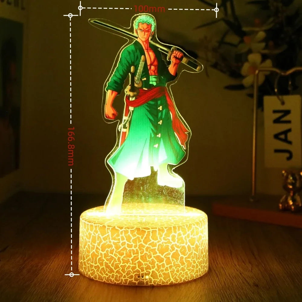 Actions Figure One Piece Luffy Zoro Anime Figures 3D Lamp PVC Action Collection Model Toys LED Night Light Kid Christmas Gift