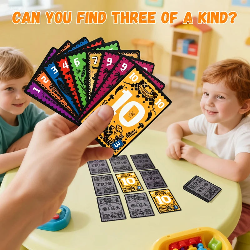 Trio Card Game Family Party Board Game Night Entertainment 3-6 Players Search for Three Matching Cards Strategic Toys Gifts