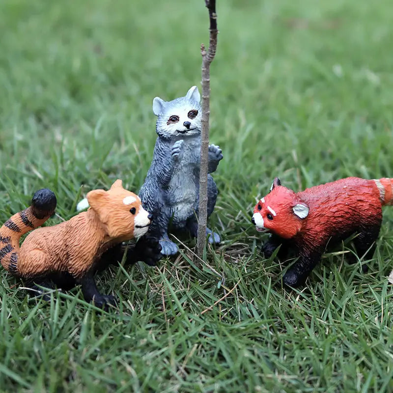 Oenux Simulation Wild Figurines Lesser Panda Raccoon Lemur Model Action Figures Forest Animals Home Education Kids Toy Gift