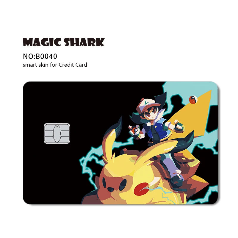 Maigc Shark Cute Pokemons Mewtwo Eevee Pikachu Gengar Sticker Film Cover for Debit Credit Card No Fade