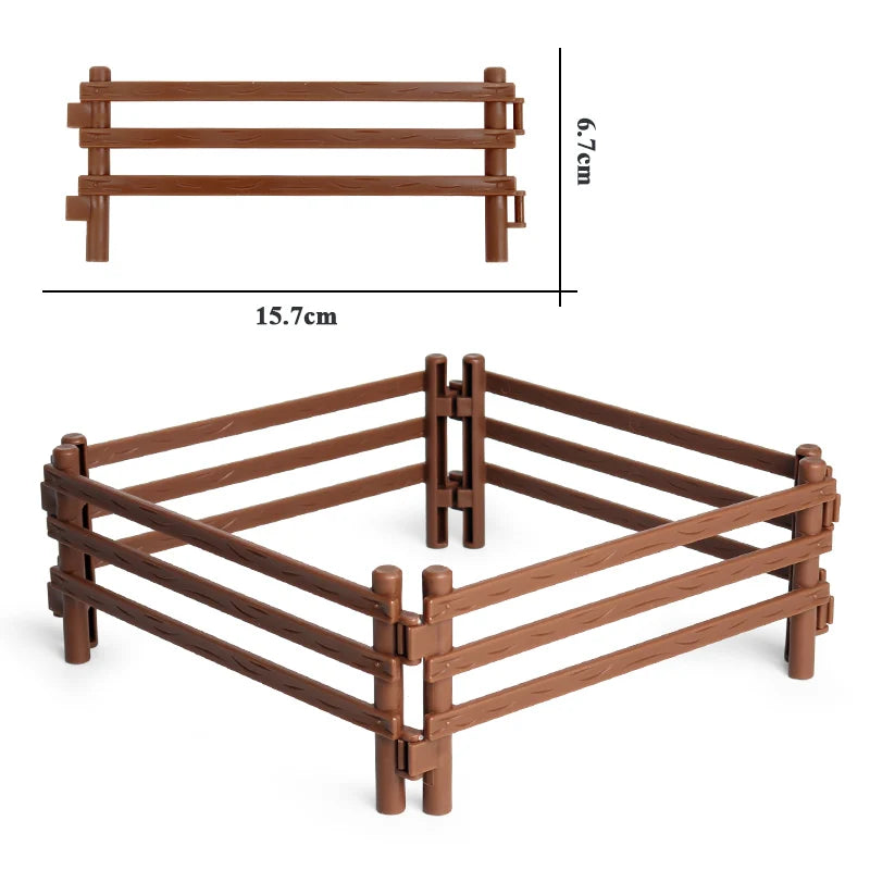 Oenux Home Decoration Equestrian Fencing Palm Trees Simulation Farm Cow Horse Animal Model Action Figures Miniature Cute Kid Toy