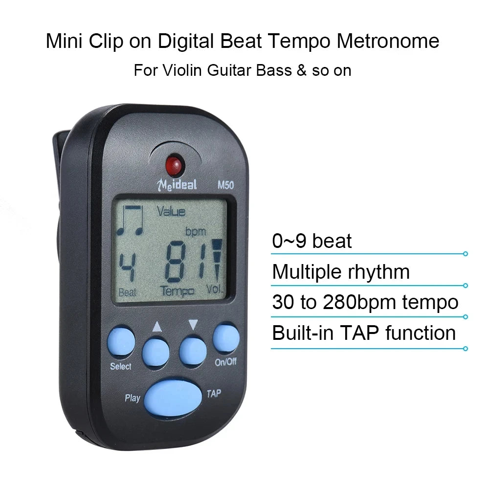M50 Professional LCD Digital Metronome for Guitar Violin Bass - Rhythm Metronome for Stringed Instrument Players