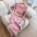 YuooMuoo 2025 Autumn Winter Women Knitted Dress Brand Fashion O-neck Buttons Bodycon Sweater Dress with Belt Lady Office Dress
