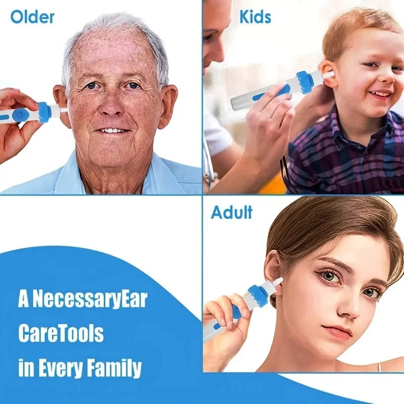 1 Set Electric Ear Wax Remover, Automatic Vacuum Ear Cleaner Tool Set, Safe & Gentle Earwax Removal Kit for Adults & Kids