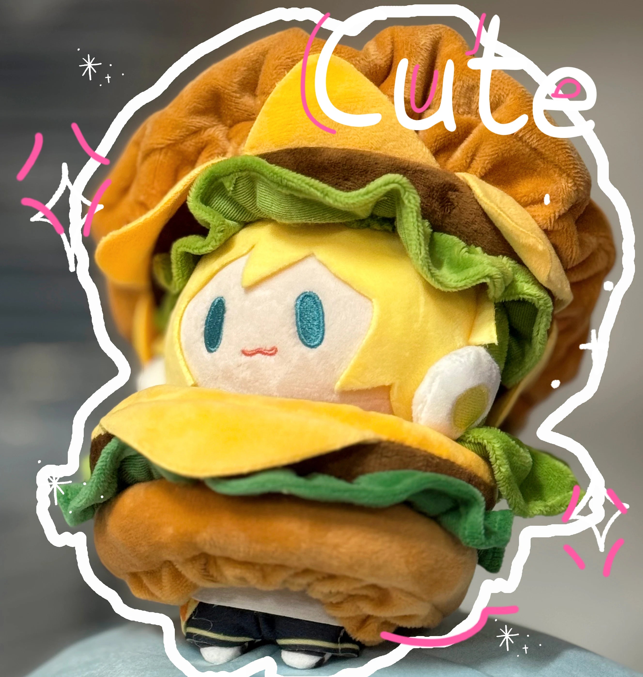 Hatsune Miku Kawaii Q Version Figure Doll Cute Hamburg Doll Clothes Anime Peripheral Bag Pendant Toy Soft Ornament Toys Gifts