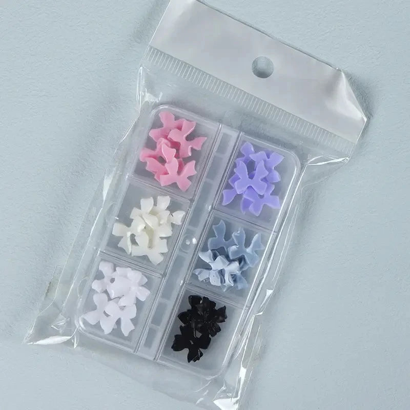 30pcs Kawaii Mini Bow 3D Cute Nail Art Decorations Matte Butterfly Nails Charms Designs DIY Resin Nail Accessories
